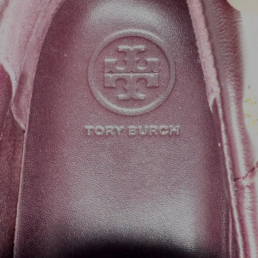 Tory Burch Sela Burgundy Floral Quilted Leather Slip On Sneakers size 6